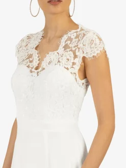 Kraimod Kleider<Damen Abendkleid weiß gemustert