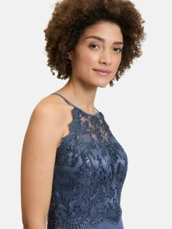 Vera Mont Kleider<Damen Abendkleid blau blue stone uni