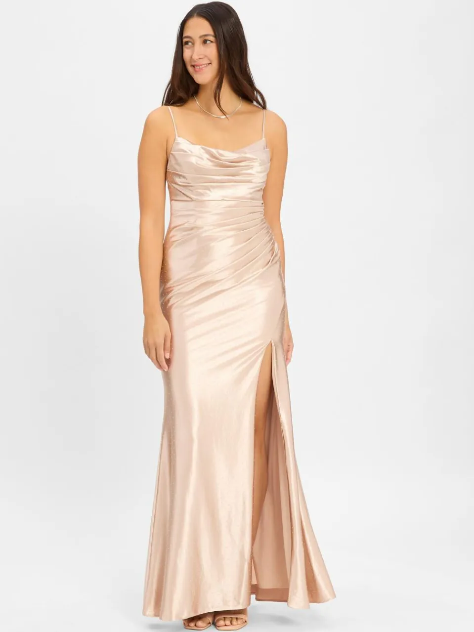 Luxuar Fashion Kleider<Damen Abendkleid beige gold uni