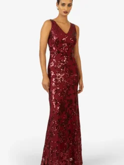 Kraimod Kleider<Damen Abendkleid bordeaux gemustert