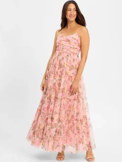 Marie Lund Kleider<Damen Abendkleid rosa mehrfarbig gemustert