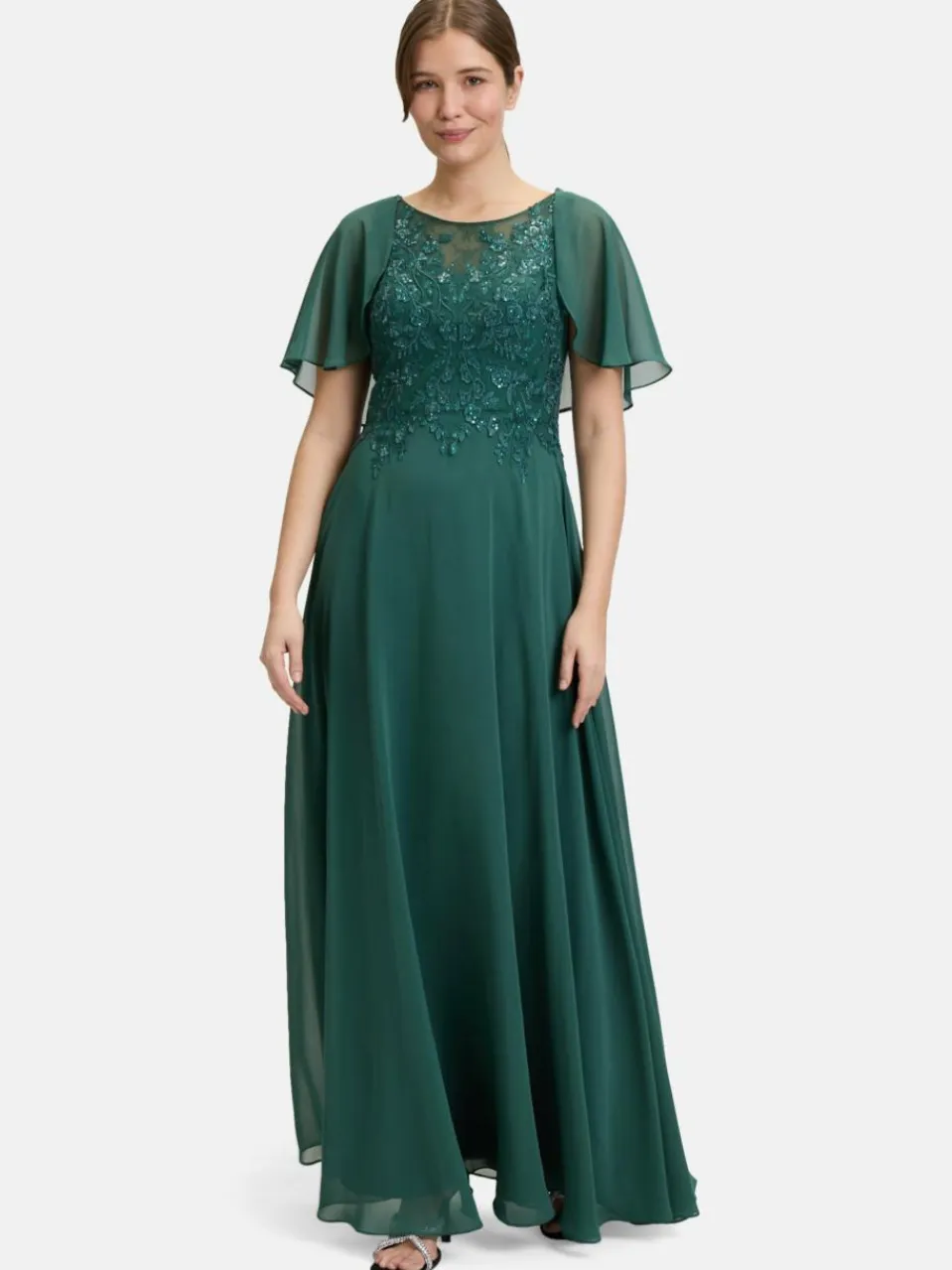Vera Mont Kleider<Damen Abendkleid smaragd uni
