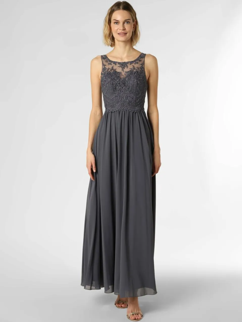 Laona Kleider<Damen Abendkleid grau blau uni