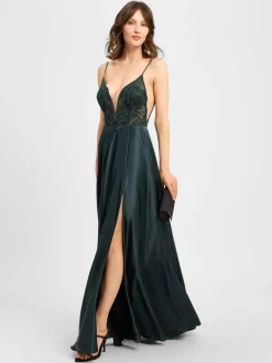 VM Kleider<Damen Abendkleid tanne uni