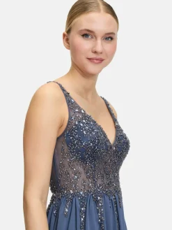 Vera Mont Kleider<Damen Abendkleid blau blue stone uni