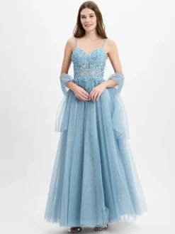 Luxuar Fashion Kleider<Damen Abendkleid aqua uni