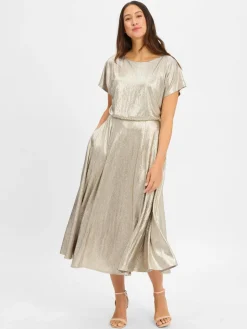 Swing Kleider<Damen Abendkleid gold silber uni