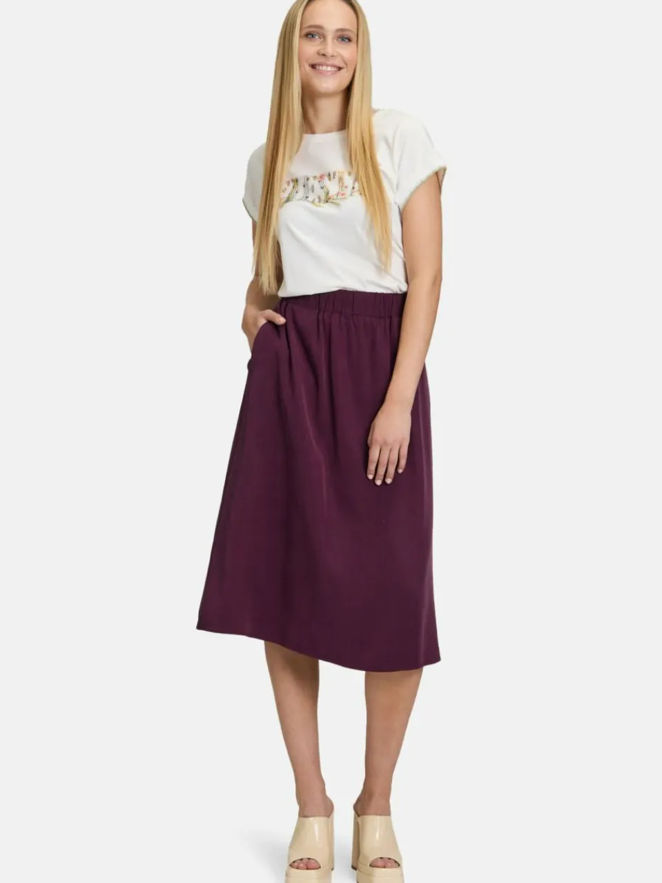 Cartoon Röcke<Damen A-Linien-Rock aubergine uni