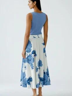 Oui Röcke<Damen A-Linien-Rock blau gemustert