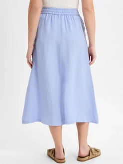 Fynch-Hatton Röcke<Damen A-Linien-Rock - Leinen-Anteil hellblau uni