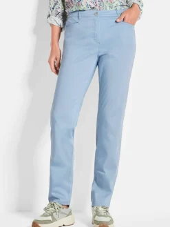 Goldner Hosen<Damen Baumwollhose CARLA - Leichte Baumwoll-Hose CARLA hellblau uni