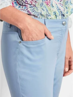 Goldner Hosen<Damen Baumwollhose CARLA - Leichte Baumwoll-Hose CARLA hellblau uni
