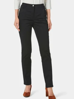 Goldner Hosen<Damen Baumwollhose CARLA - Leichte Baumwoll-Hose CARLA schwarz uni