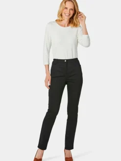 Goldner Hosen<Damen Baumwollhose CARLA - Leichte Baumwoll-Hose CARLA schwarz uni