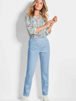 Goldner Hosen<Damen Baumwollschlupfhose LOUISA - Leichte Baumwollschlupfhose LOUISA hellblau uni