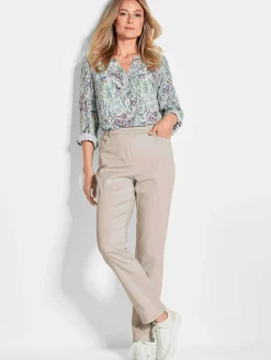 Goldner Hosen<Damen Baumwollschlupfhose LOUISA - Leichte Baumwollschlupfhose LOUISA kitt uni