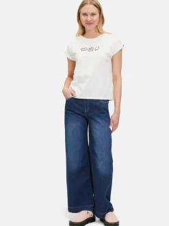 Cartoon Shirts & Tops<Damen Baumwollshirt weiß bedruckt