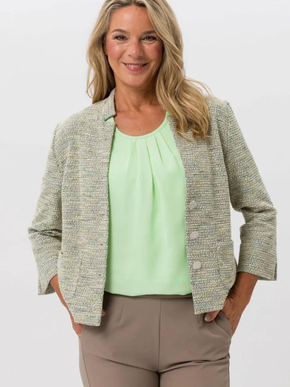 Frank Walder Blazer<Damen Blazer grün mehrfarbig uni