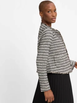 s.Oliver BLACK LABEL Blazer<Damen Blazer schwarz beige gestreift