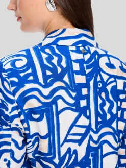 Marc Cain Blazer<Damen Blazer blau gemustert