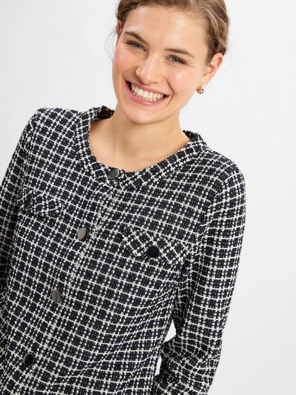 More & More Blazer<Damen Blazer schwarz weiß kariert