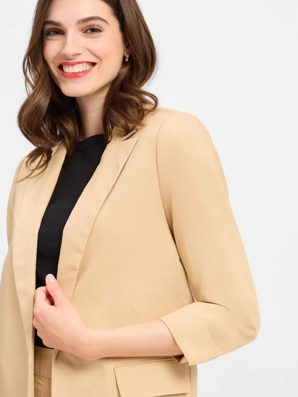 Damen zero Blazer>Damen Blazer mit Leinen-Anteil