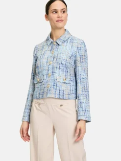 Betty Barclay Blazer<Damen Blazer-Jacke blau gemustert
