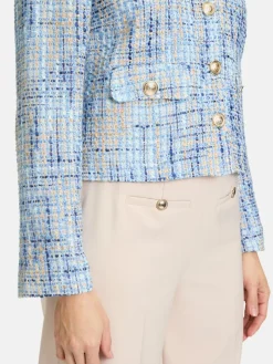 Betty Barclay Blazer<Damen Blazer-Jacke blau gemustert