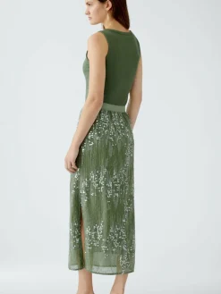 Oui Röcke<Damen Bleistiftrock oliv uni