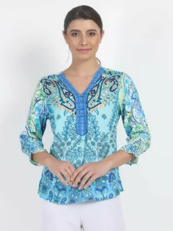 Vicci Germany Blusen<Damen Bluse blau gemustert