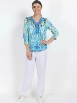 Vicci Germany Blusen<Damen Bluse blau gemustert