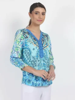 Vicci Germany Blusen<Damen Bluse blau gemustert