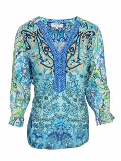 Vicci Germany Blusen<Damen Bluse blau gemustert