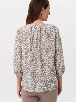 Frank Walder Blusen<Damen Bluse weiß mehrfarbig gemustert