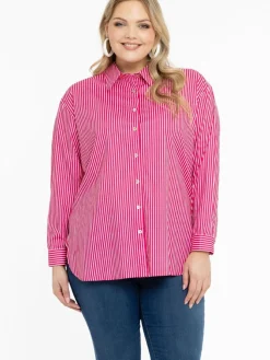 YOEK Blusen<Damen Bluse rosa gestreift