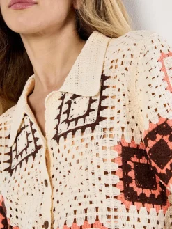 Apricot Pullover & Strickjacken<Damen Bluse koralle strukturiert