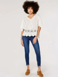 Apricot Blusen<Damen Bluse weiß bedruckt