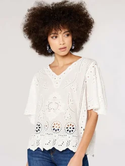 Apricot Blusen<Damen Bluse weiß bedruckt