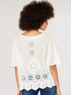 Apricot Blusen<Damen Bluse weiß bedruckt