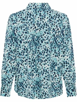 Olsen Blusen<Damen Bluse blau bedruckt