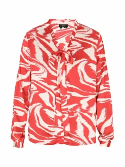 Faina Blusen<Damen Bluse rot gemustert