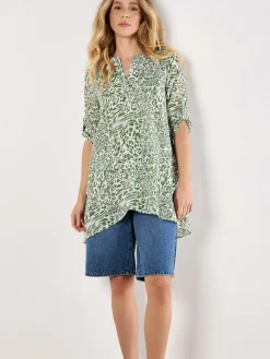 Apricot Blusen<Damen Bluse grün bedruckt