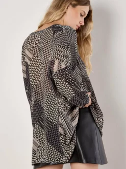 Apricot Blusen<Damen Bluse grau gemustert