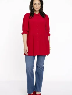 YOEK Blusen<Damen Bluse rot uni