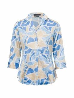 Franco Callegari Blusen<Damen Bluse hellblau beige gemustert