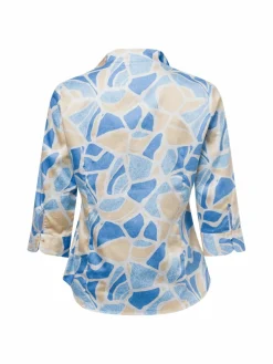 Franco Callegari Blusen<Damen Bluse hellblau beige gemustert