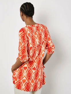 Apricot Blusen<Damen Bluse orange bedruckt