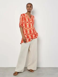 Apricot Blusen<Damen Bluse orange bedruckt