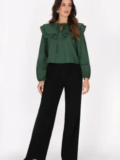 Faina Blusen<Damen Bluse grün uni