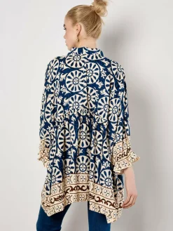 Apricot Blusen<Damen Bluse marine bedruckt